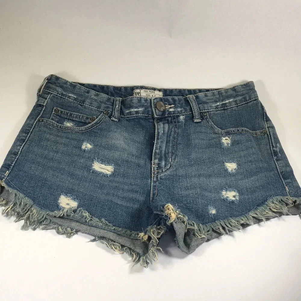 Free People Dolphin Hem Cutoff Denim Shorts